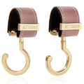 2 Pack Stroller Hooks,Strong Synthetic Leather Hook-and-Loop Fastener&High-Quality Metal Hooks,Universal Bag Clip|360° Rotation, 66lb Capacity,Non-Slip-Fits Wheelchair(Pink-Gold)