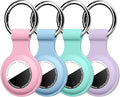 Linsaner [4 Pack] Holder for AirTag 2nd Gen (2026) & 1st Gen, Silicone Case Keychain Key Ring, Protective Cover for Apple for Air Tags, GPS Finder Accessories, Pink/Grey Blue/Mint Green/Purple