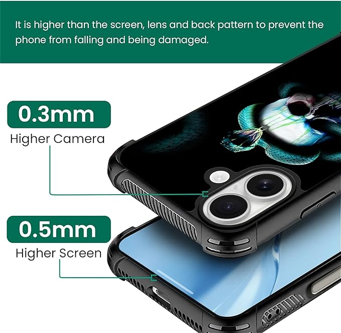 for iPhone 17 Case,for MagSafe Graphic Design for Girl Boy Soft Silicone Hard Acrylic Shock Protection Designed for iPhone 17 Skeleton Winding Snake Pattern