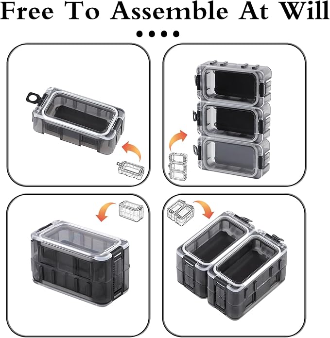 Tackle Box Organizer - 4PC Small Boxes with Magnetic & Waterproof Tackle Trays, Luminous Tackle Storage System, Portable Customizable Compartments for Fishing Gear Organization On-the-Go (Anglers)