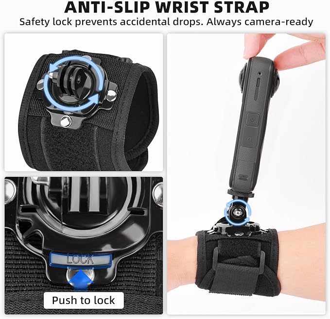 BRDRC Accessories Kit for Insta 360 X5 X4 Air, Chest Mount Head Strap Harness Backpack Clip Holder Wrist Strap, 360°Rotating Adapter + Quick Release for Insta360 One X5 X4 X3 X Camera Accessory Bundle