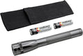 MagLite Mini LED 2-Cell AA Flashlight – High-Powered Compact LED Light with Multi-Mode Function, Water-Resistant Aluminum Build, Adjustable Beam, Includes Batteries & Holster – Gray