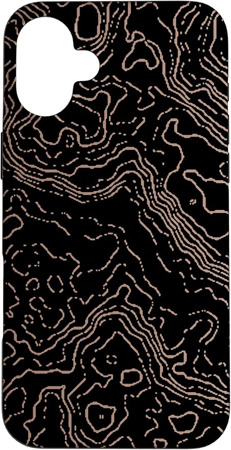 Topography Black & Brown Abstract Pattern Topographic Map Case for iPhone 16 Plus