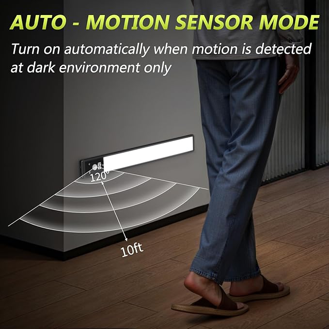 Mpotmiy 6 Pack 12" Under Cabinet Lights with Digital Display,2200mAh Rechargeable Motion Sensor Light Indoor,3 Color Temperatures, Magnetic Dimmable Closet Lights, Under Counter Light for Kitchen