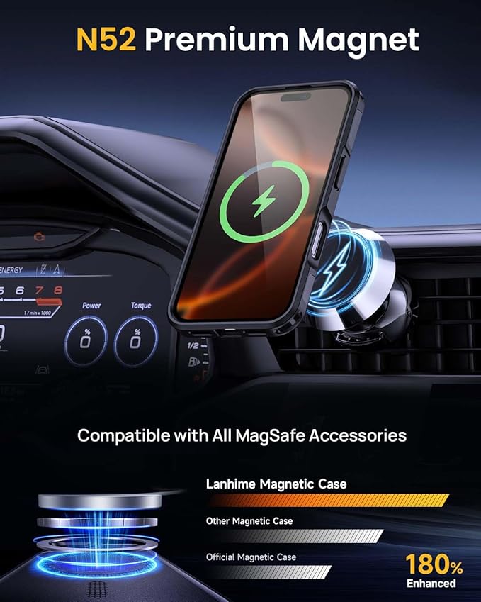 Lanhiem Magnetic for Samsung Galaxy S25 Ultra Phone Case with Tempered Glass Screen Protector, Shock Absorption, Anti-Scratch Shockproof Case Cover for Samsung S25 Ultra, Black