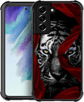 for Samsung Galaxy S22 Case, Red Ribbon Tiger Pattern Graphic Design Girl Boy Soft Silicone Hard Acrylic Shock Protection for Samsung Galaxy S22