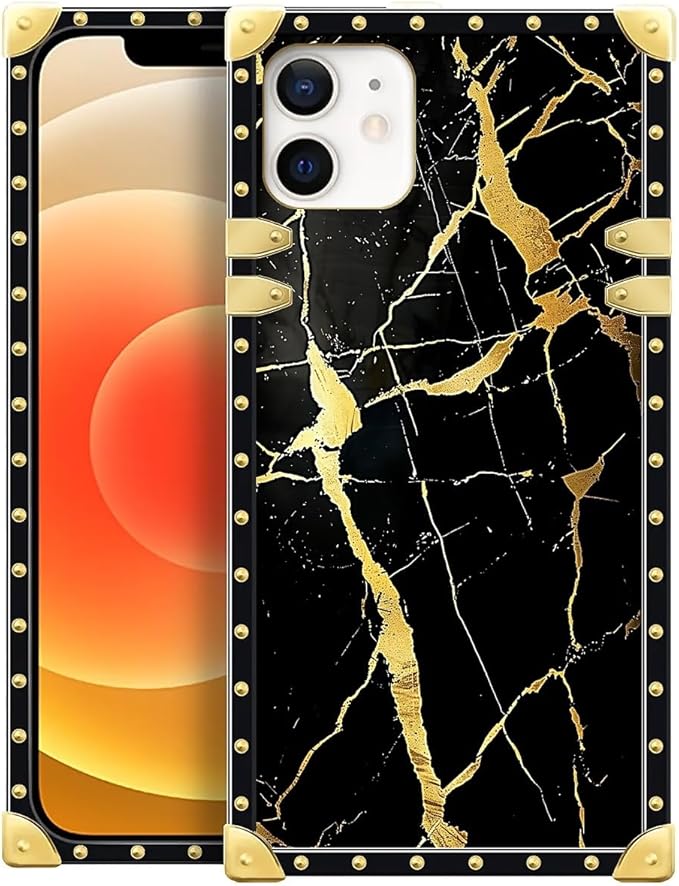 Compatible with iPhone 11 Case, Black Gold Marble Nature Luxury Golden Decoration for Girl Women Soft TPU Shockproof Protective Hard PC Back for iPhone 11