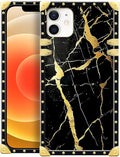 Compatible with iPhone 11 Case, Black Gold Marble Nature Luxury Golden Decoration for Girl Women Soft TPU Shockproof Protective Hard PC Back for iPhone 11