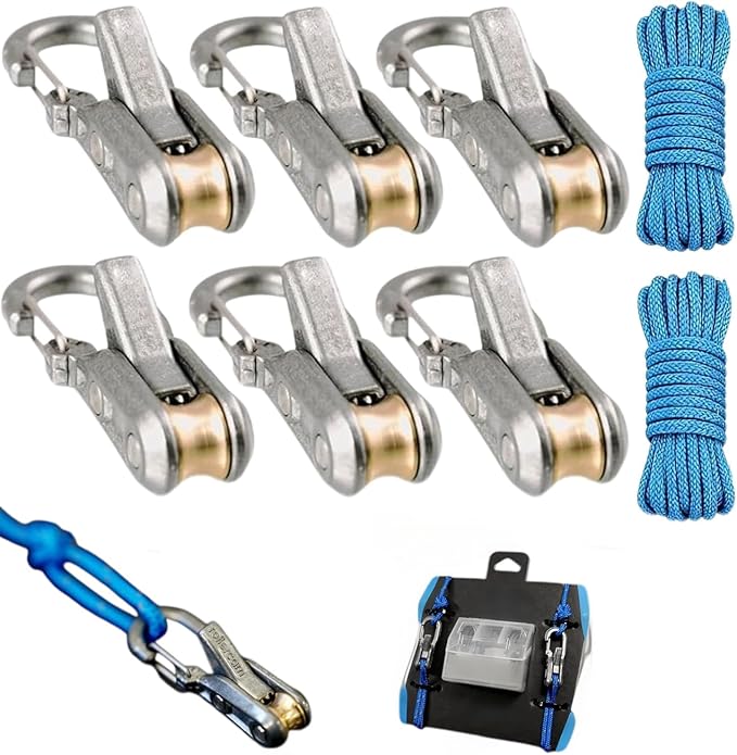 6-Pack Rope Tensioner Paracord Adjusters,Rope Tightening Tool,Knot-Free Locking Tie-Down Tool with Roller, Quick Adjust Buckle for Camping,Tarps,Guy Lines,Boating & Outdoor Gear 1PCS