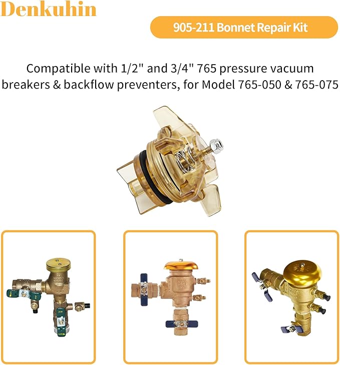 905-211 Bonnet Poppet Assembly Repair Kit Compatible with 765 CBV 1/2" & 765DBV 3/4" Pressure Vacuum Breakers & Backflow Preventers, PVB Material