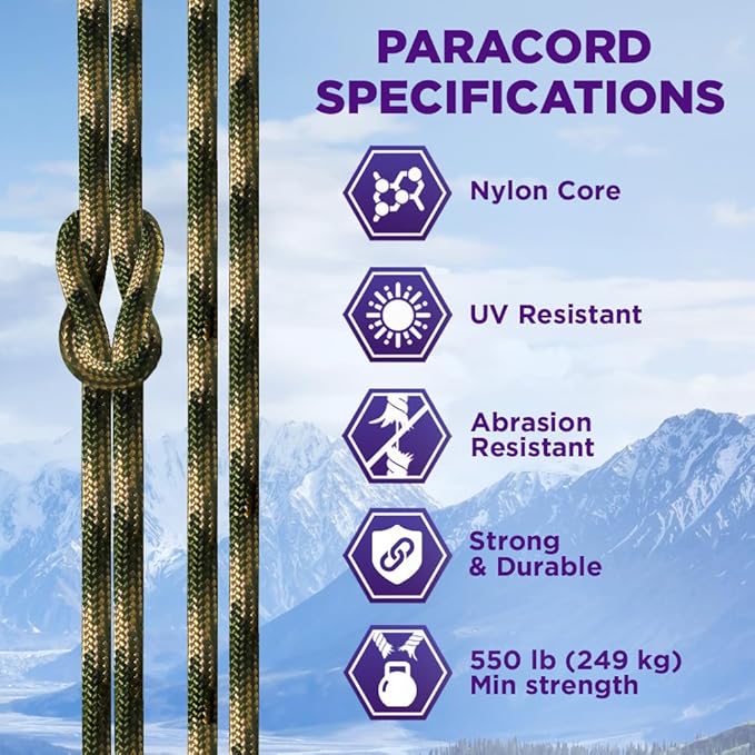 TECEUM Reflective Paracord Rope 1000 – 1000ft/200ft/100ft/50ft – 40+ Colors – Glow in The Dark – para Cord – Utility Rope for Survival, Hunting & Camping Gear – Nylon String, Camping Rope, Tent Cord