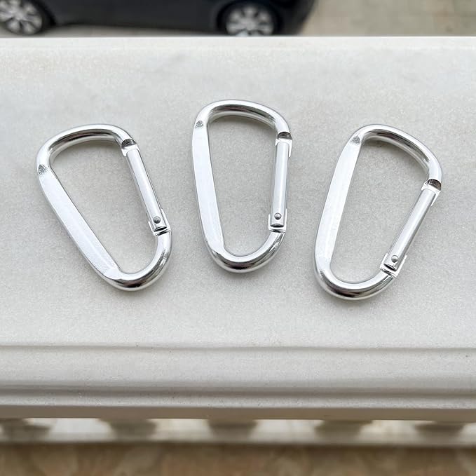 3" Aluminum Carabiner Clips, 12PCS D Ring Shape Keychain Carabiners Hook Buckle