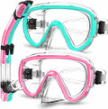 Bairuifu 2-Pack Snorkel Gear for Adults | Enhanced Anti-Fog & Anti-Leak Snorkeling Mask | Breath-Free Dry Snorkel | 180° Panoramic View with Quick-Dry Bags