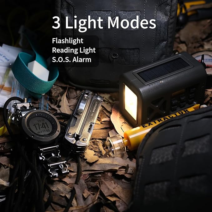 【2025 Newest】 Emergency Crank Weather Radio, NOAA/AM/FM Portable Solar Radio, USB Charged, Battery Powered, Hand Crank, SOS Alarm, Flashlight (Green)