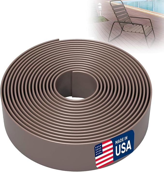 2 Inch Wide, 20ft Long Vinyl Strap - Replacement Straps for Patio Chairs - Vinyl Strapping for Patio Furniture Repair - Durable Seat Repair Kit for Lawn Chairs, Outdoor Furniture (Adobe)