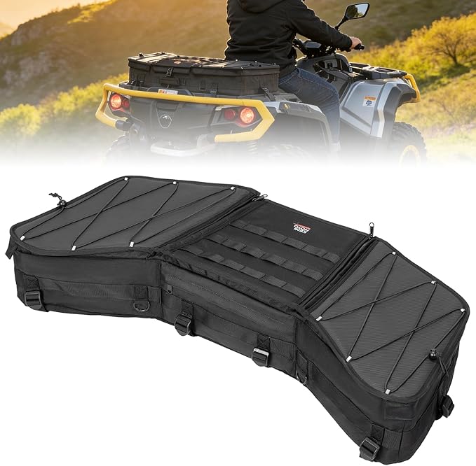 KEMIMOTO Portable ATV Front Rear Rack Bag UTV Cargo Bed Storage, Flat Gear Box with Molle System, Compatible with Polaris Sportsman Ranger RZR Can-Am,1680D Water-resistant