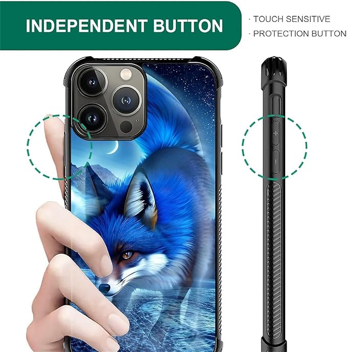 for iPhone 15 Pro Case, Snowy Mountain Fox Lake Pattern Graphic Design Girl Boy Soft Silicone Hard Acrylic Shock Protection for iPhone 15 Pro