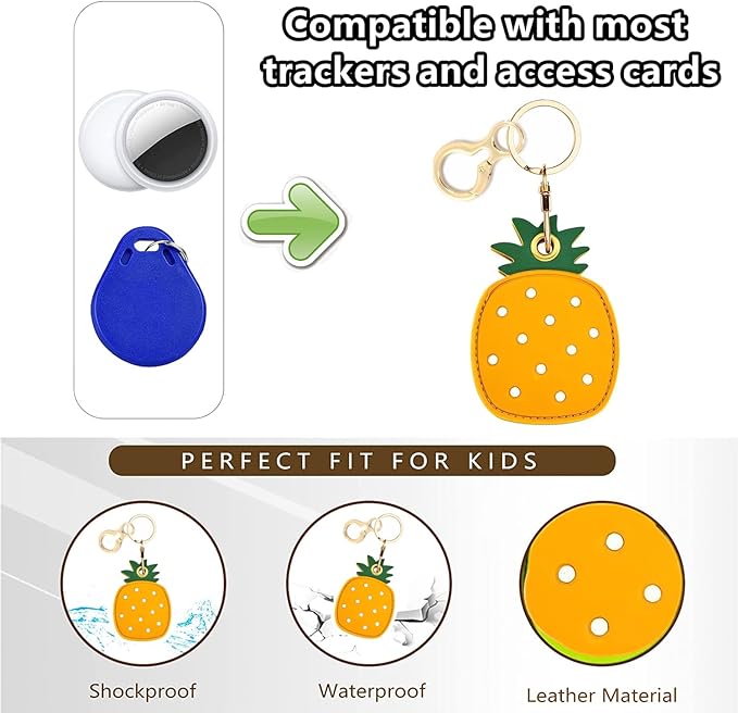 Leather Keychain Holder Case Compatible with AirTag,Cute air tag Cover with Keychain Ring,GPS Tracker Case for Keys
