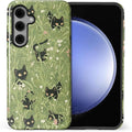for Samsung Galaxy S24 Case,HL2 Grass Cat Hybrid 2 Layer Hard Shell Silicone Protective Pattern Design Case