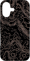 Topography Black & Brown Abstract Pattern Topographic Map Case for iPhone 17