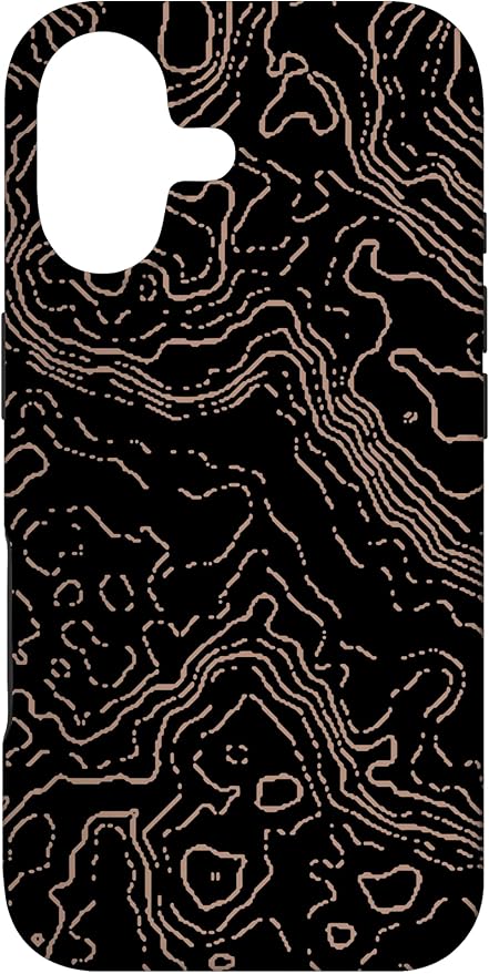 Topography Black & Brown Abstract Pattern Topographic Map Case for iPhone 17