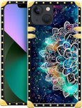 Compatible with iPhone 13 Case, Starry Sky Colourful Mandala Luxury Golden Decoration for Girl Women Soft TPU Shockproof Protective Hard PC Back for iPhone 13