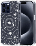 MOSNOVO Case for iPhone 15 Pro Max, [Buffertech 6.6ft Military-Grade Drop Protection] [Anti Peel Off Tech] Clear TPU Bumper Phone Case Cover Design - Galaxy