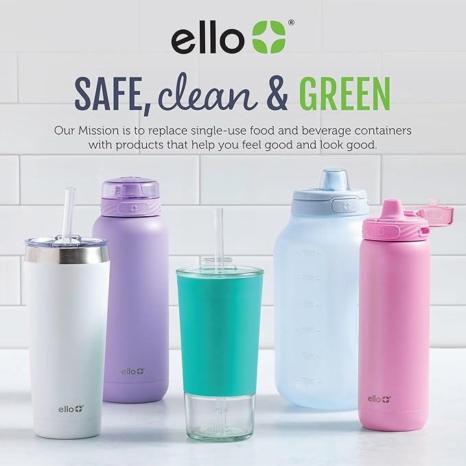 Ello Pop & Fill 32oz Stainless Steel Water Bottle with Quick Fill Technology, Double Walled and Vacuum Insulated Metal, Leak Proof Locking Lid, Sip and Chug, Reusable, BPA Free, Tonal Cream