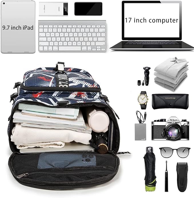 Gym Duffle Bag Waterproof black Laptop Backpack Suitable for Hiking, Fishing, Travel 40L Large Capacity Trendy Cool Lightweight Backpack for Men and Women