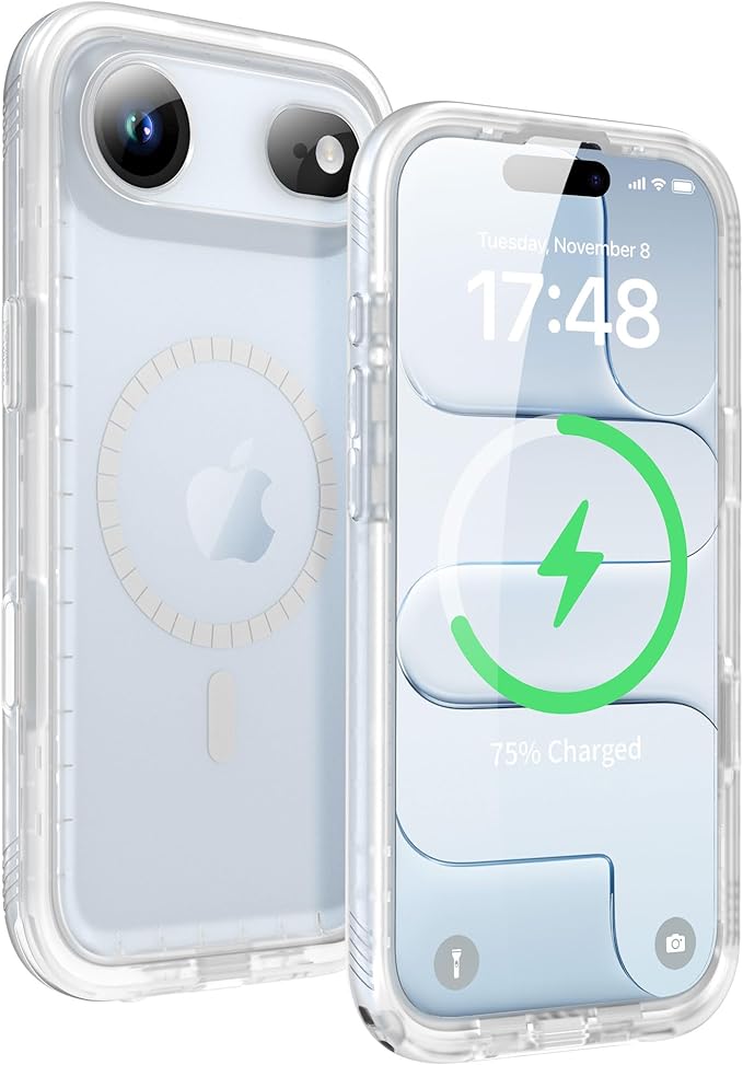 SPORTLINK for iPhone Air Case, IP68 Waterproof Military Protective Full Body Heavy Duty Shockproof 360 Sealed Dustproof with Camera Screen Protector Phone Cover for iPhone Air 6.5" Mag/Frosted Clear