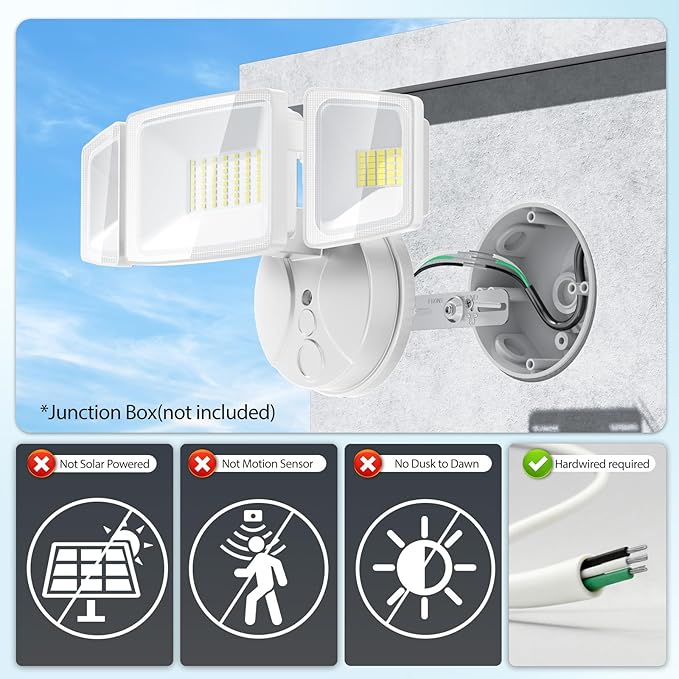 Onforu 4 Packs 75W Flood Lights Outdoor, 7000LM Brightness Security Lights, 3 Adjustable Heads, IP65 Waterproof, 6500K Wall Mount Exterior LED Flood Light (White)