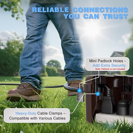 Flemoon [2 Pack] Outdoor Electrical Box Waterproof, Medium Weatherproof Electrical Box (11.5x5.2x4 inch) w/6 Cable Entry Ports, Extension Cord Cover for Power Strip, Timer, Plug, Holiday Light, Brown