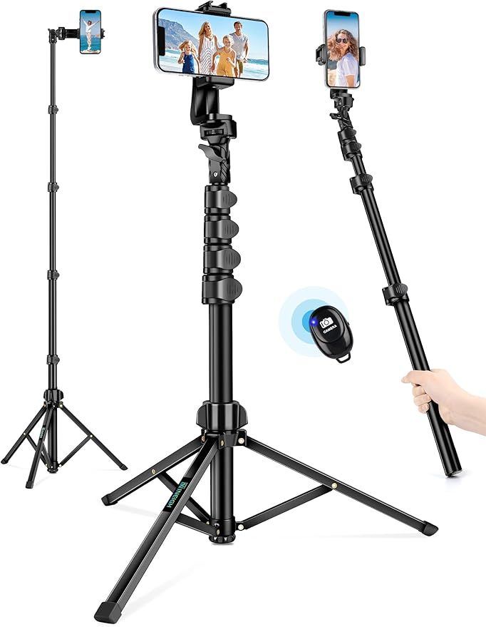 Nineigh 71" Tripod for iPhone, Phone Tripod Selfie Stick with Remote, Cell Phone Tripods & Tall Travel Tripods for Recording Video Selfies Photo, Compatible with iPhone 17 16 15 14 Pro Max 13 Android