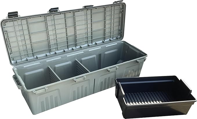 MTM MGC - The Mule Mobile Gear Crate, Storage for Hunting Gear, Shooting Supplies, Outdoor Gear, Camping Accessories, Water-Resistant, Stackable, Holds 75lbs of Gear, USA Made, Army Green