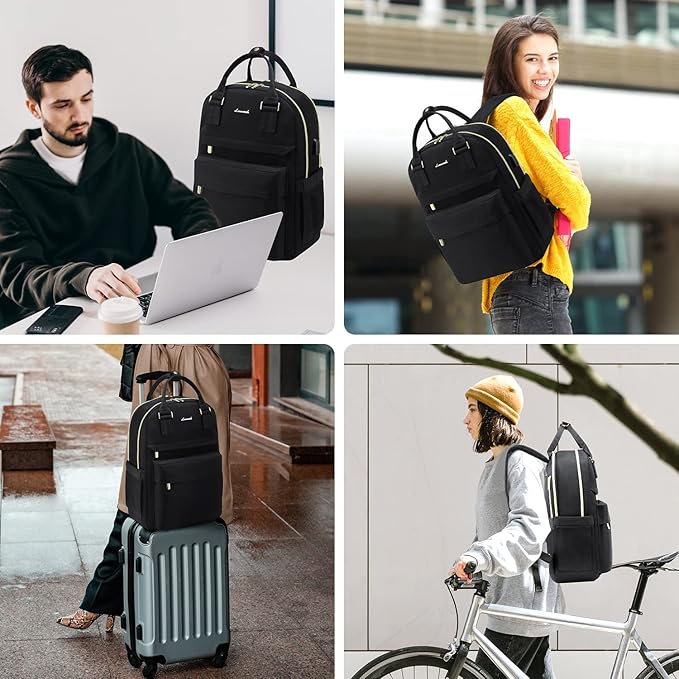 LOVEVOOK Laptop Backpack for Women 15.6 Inch Laptop Bag with USB Port, Fashion Waterproof Backpacks Teacher Nurse Stylish Travel Bags Vintage Daypacks Bookbag for College School Work