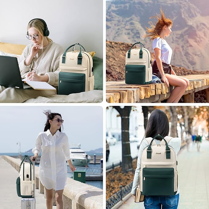 LOVEVOOK Laptop Backpack for Women 15.6 Inch Laptop Bag with USB Port, Fashion Waterproof Backpacks Teacher Nurse Stylish Travel Bags Vintage Daypacks for College Work