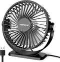 TriPole Small Desk Fan USB Powered Portable Fan 3 Speeds Strong Airflow Mini Fan 360°Rotation Personal Table Fans for Home Office Bedroom Desktop, 5.1 Inch Black, 4.9ft Cable