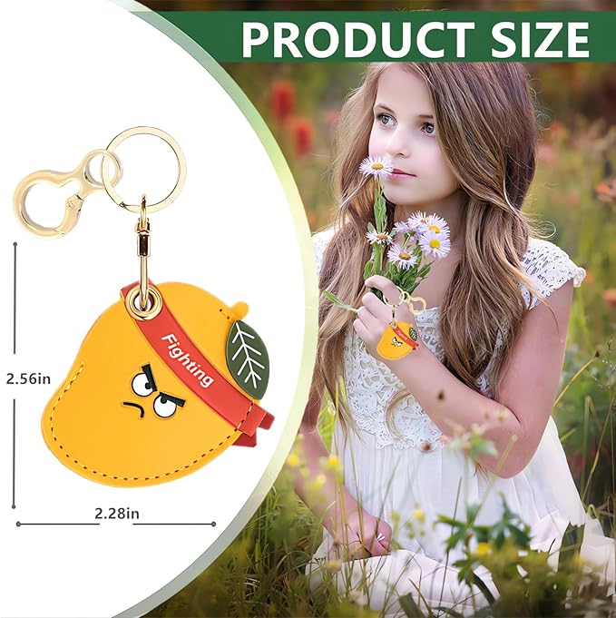 Leather Keychain Holder Case Compatible with AirTag,Cute air tag Cover with Keychain Ring,GPS Tracker Case for Keys