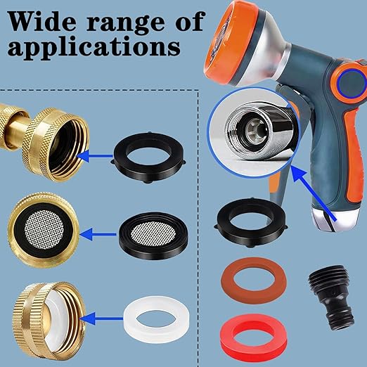 ZDBB 129 PCS Garden Hose Washers Shower Head Gaskets with Screen Filter,Silicone Rubber Washer for 3/4,1/2 Inch Water Fittings Plumbing Shower Hose Splitter Washing Machine Rv Faucet
