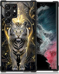 for Samsung Galaxy S22 Ultra Case, White Tiger Golden Mystery Pattern Graphic Design Girl Boy Soft Silicone Hard Acrylic Shock Protection for Samsung Galaxy S22 Ultra