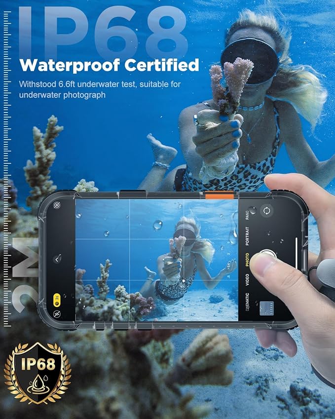 for iPhone 17 Pro Max Waterproof Case with Magsafe, Built-in [Privacy Screen Protector] [Lanyard], IP68 Water Proof Full Body Dustproof Anti-Spy Frosted Protective Phone Cover, 6.9" Black