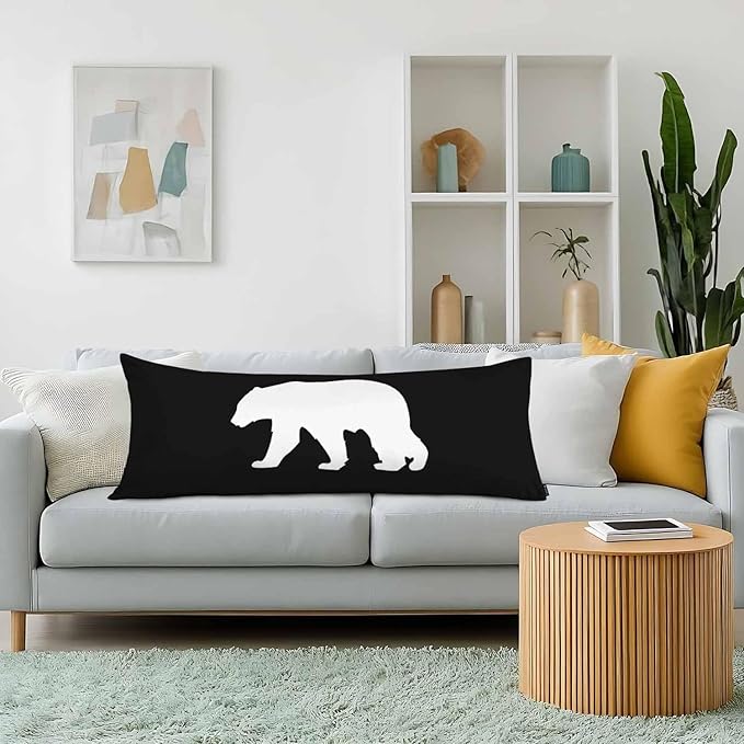 20"X54" Body Pillow Case Bear, Polar Bear Side Sleeper Body Pillow Covers Long Pillow Case Protector Accent Throw Pillow Cushion Cover for Couch Bed Sofa Car