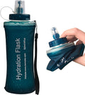 Soft Flask 500ML, TPU Collapsible Soft Water Bottle for Hydration Pack, Running Vest, Folding Water Bottle for Hiking, Cycling Hydration Flask - Slate Blue