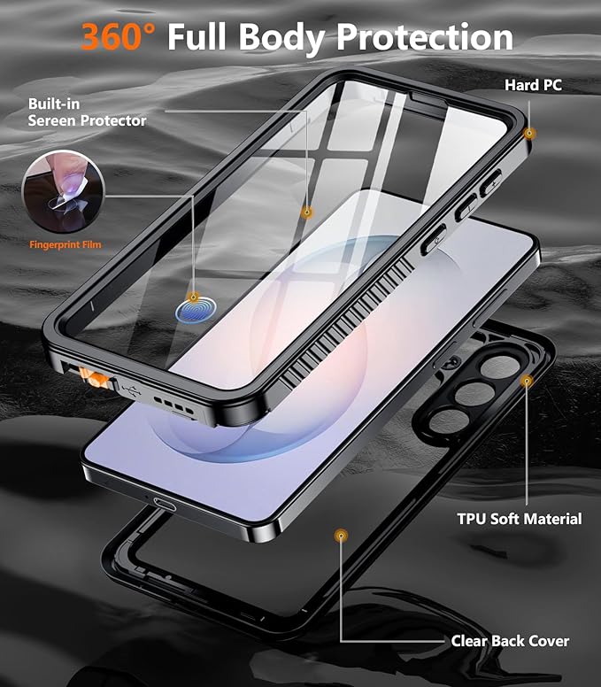 Temdan Designed for Samsung Galaxy S26 Plus Case Waterproof, Built-in Lens & Screen Protector Military Shockproof Dropproof IP68 Underwater Full Body Phone Case for Samsung Galaxy S26 Plus 6.7"-Black