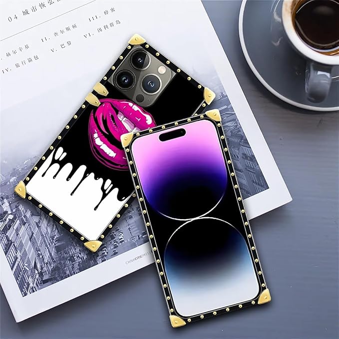 Compatible with iPhone 14 Pro Max Case, Black White Red Slap Sexy Luxury Golden Decoration for Girl Women Soft TPU Shockproof Protective Hard PC Back for iPhone 14 Pro Max