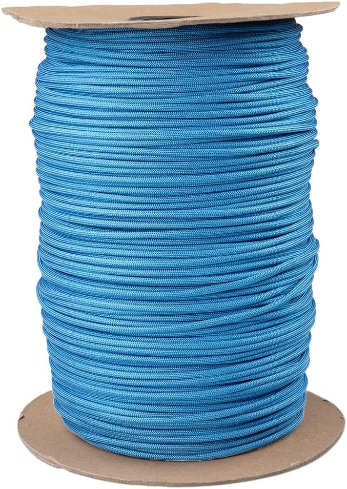 Paracord Planet Solid Color 550lb Paracord – 7 Strand Type III Nylon Cord for Indoor and Outdoor Tasks – Carolina Blue (1,000 ft)