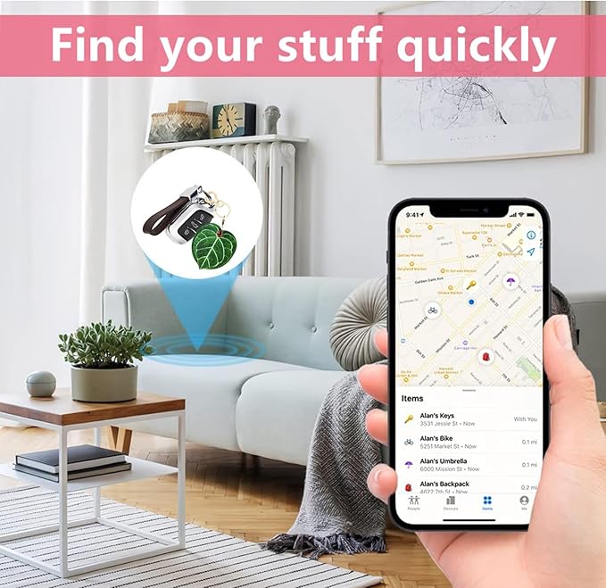 Leather Keychain Holder Case Compatible with AirTag,Cute air tag Cover with Keychain Ring,GPS Tracker Case for Keys
