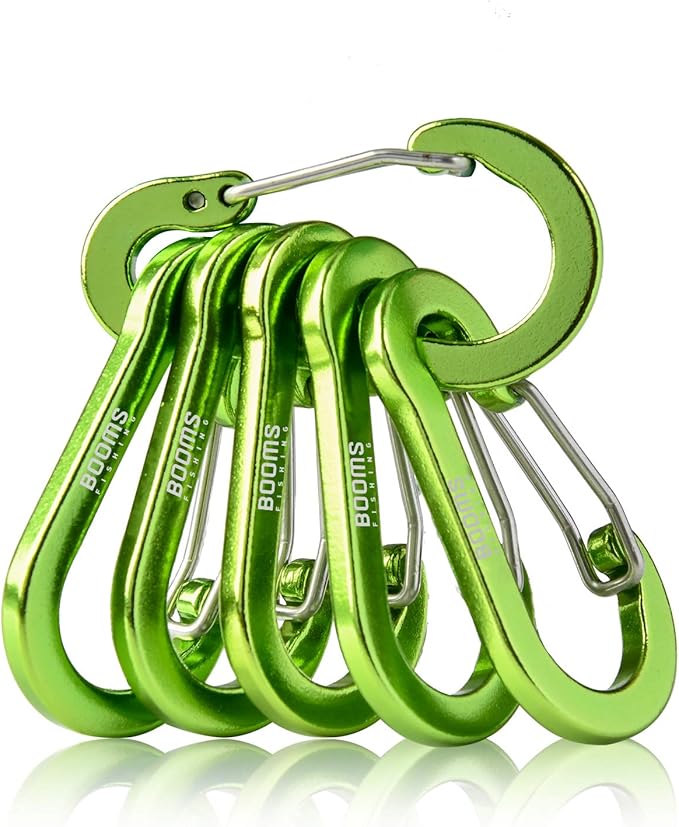 Booms Fishing CC1 Multi-Use Carabiner Clip, 6 Pack Small Caribeener Clips, Mini Keychain Caribeaner Clip 2 inch, Aluminum D Ring Carabiners, Multi-colored