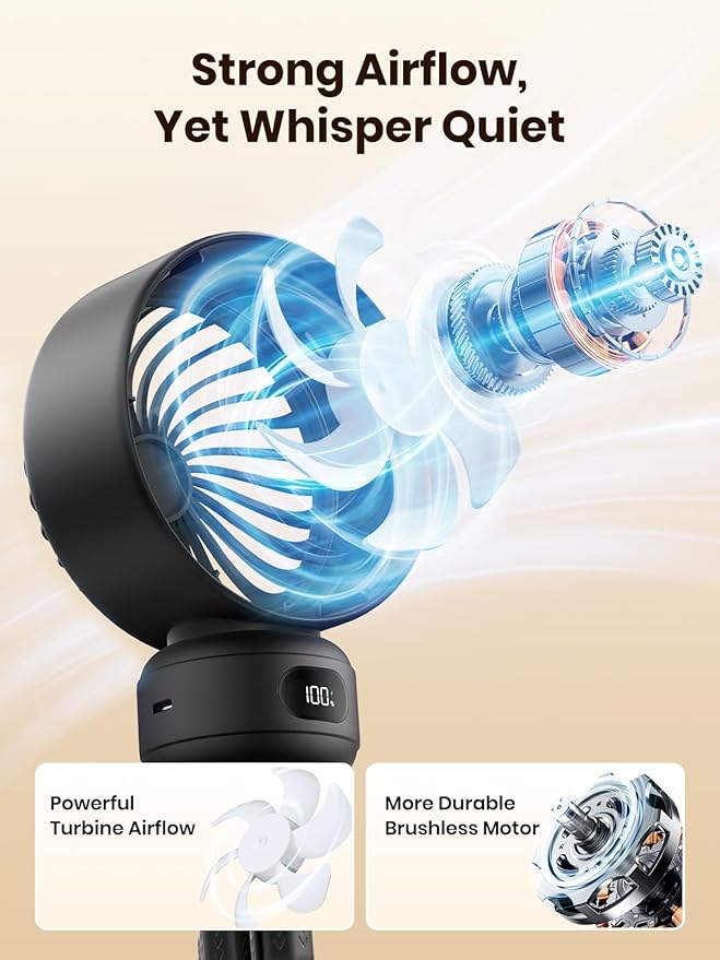 Warmco Portable Stroller Fan, 4000mAh Rechargeable Clip On Fan with Flexible Tripod (Up to 15H), 4 Speeds, LED Display, Detachable Grille, Quiet Operation, for Car Seat, Crib & Treadmill