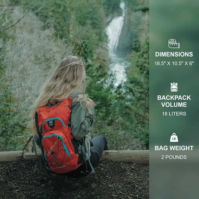 Everfun Hydration Backpack 18L with Water Bladder 2L/3L Hiking Water Backpack Women Men Hydration Pack Insulated Lightweight Day Hydropack with Storage for Hiking, Biking, Running, Festival
